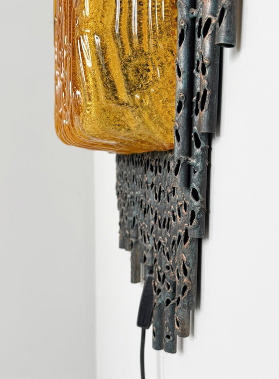 Image 1 of Brutalistische Wandleuchte/Wandlampe Marcello Fantoni, Italien, 1970er Jahre