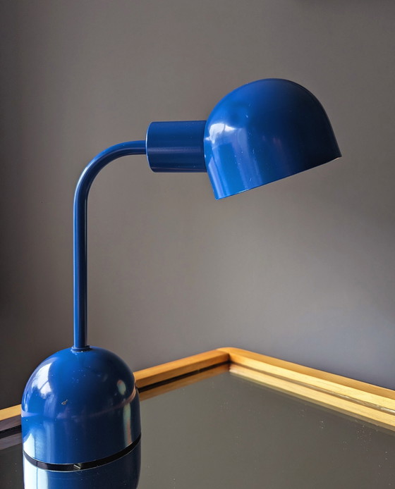 Image 1 of Lampada da scrivania vintage in metallo blu