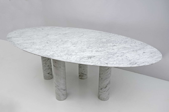 Mario Bellini Italian Carrara Marble Oval Dining Table for Cassina, 70s (photo 3 of 8)