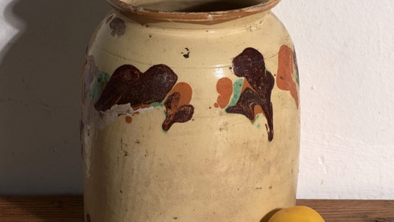 Antike volkstümliche glasierte Keramikvase – Mitteleuropa, ca. 1930 – Vasen, Rustic (photo 3 of 40)