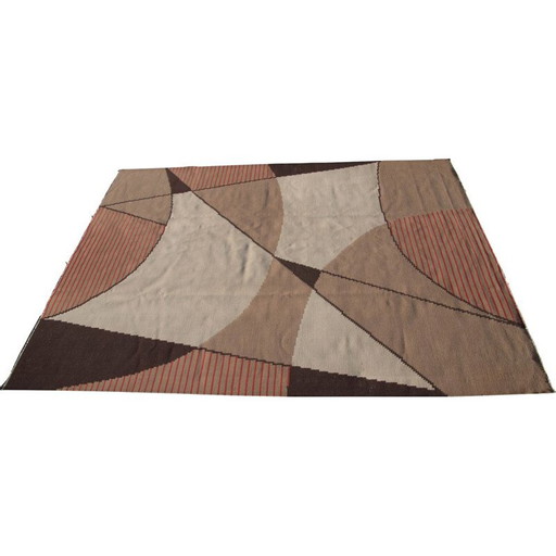 Alfombra Kilim geométrica vintage, Checoslovaquia, 1950