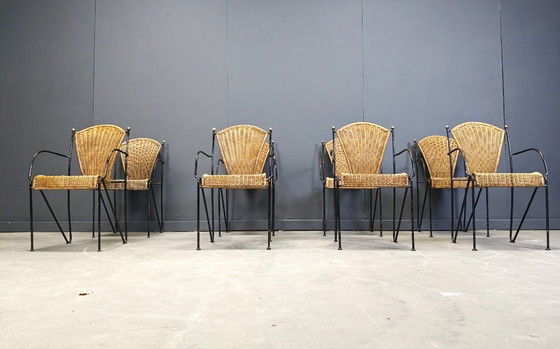 Image 1 of Korbstühle von Frederick Weinberg, 1960er Jahre, 8er-Set