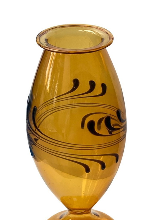 Image 1 of Thuringian glass art Amber vase from Lauscha