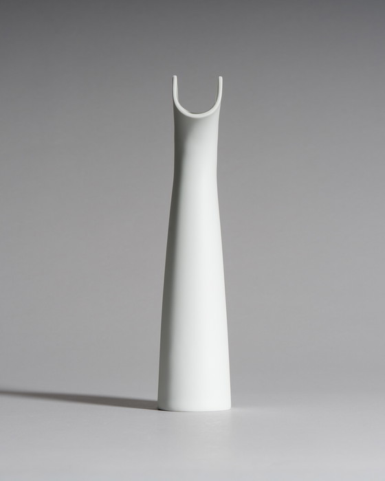 Image 1 of Rosenthal Duo: Sculptural White Porcelain Icons by Lino Sabattini candleholder & Claus Josef Riedel Tulip Vase