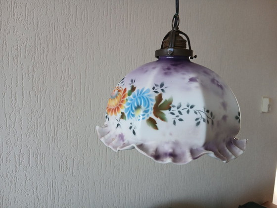 Image 1 of Art Deco Pendant Lamp – Opaline Glass - Vintage