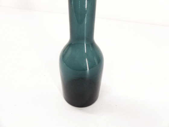 Image 1 of Blue Blown Glass Bottle Vase 1960