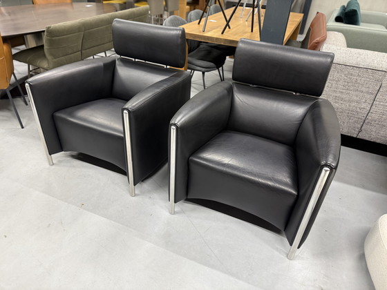 Image 1 of 2 poltrone Leolux Goncharov in pelle nera