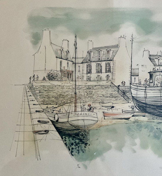Image 1 of Lithographie originale de Rolf Rafflewski « Le Port de Lesconil » – Signée et numérotée 18/300