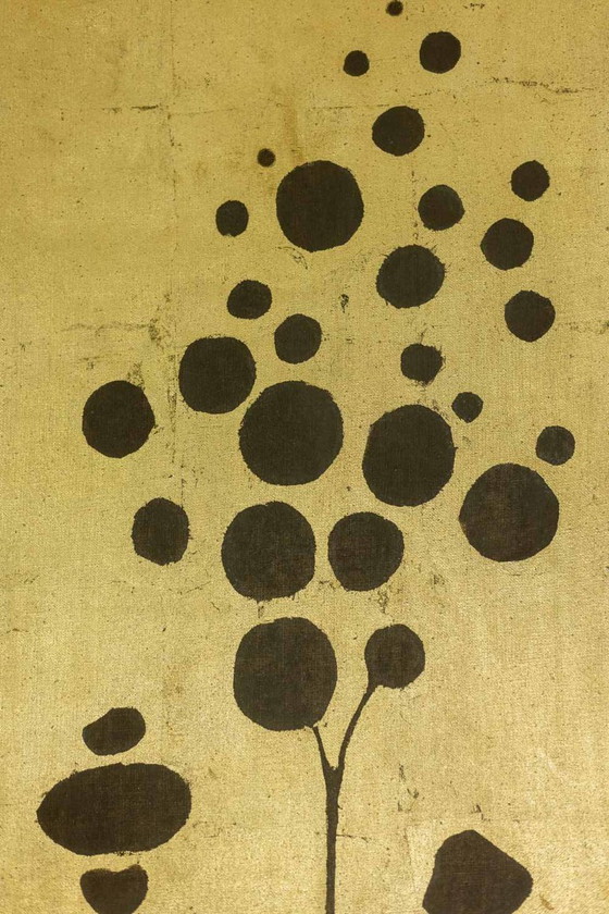 Image 1 of Painted canvas decorated with zebras. Contemporary artist's work