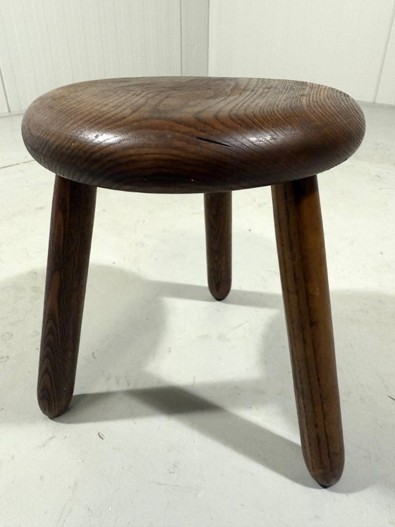Image 1 of French Solid Oak Stool 1960's