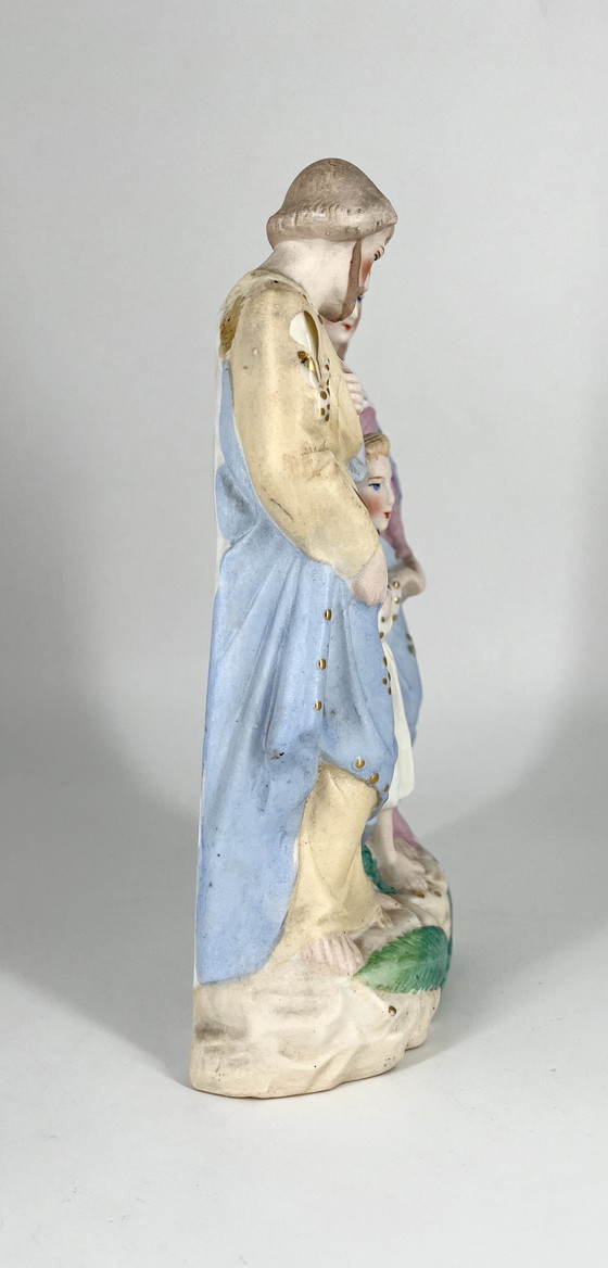 Image 1 of Groupe en porcelaine biscuit ancienne « Sainte Famille » – Sacré-Cœur – vers 1900, Art nouveau