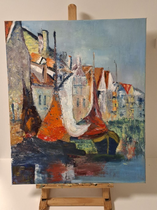 Capolavoro esclusivo! Kathleen Storme (2023) – Veduta del porto di Ostenda – Omaggio autonomo unico a James Ensor