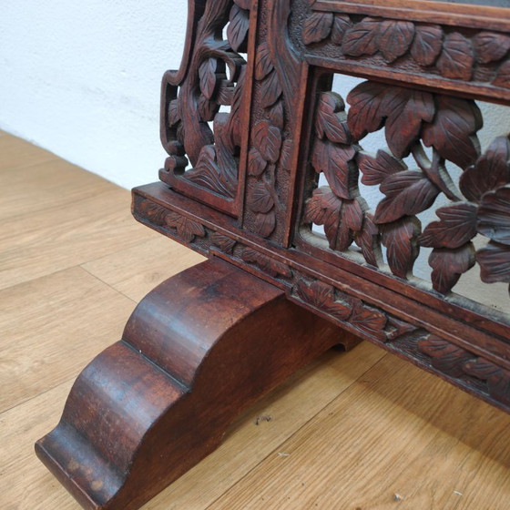 Image 1 of Paravent de cheminée ancien asiatique en bois, paravent décoratif