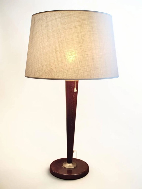 Unilux Design Mazda Lamp 1960s – Table lamps, Wood, Cotton, Mid Century Modern (photo 9 of 11)