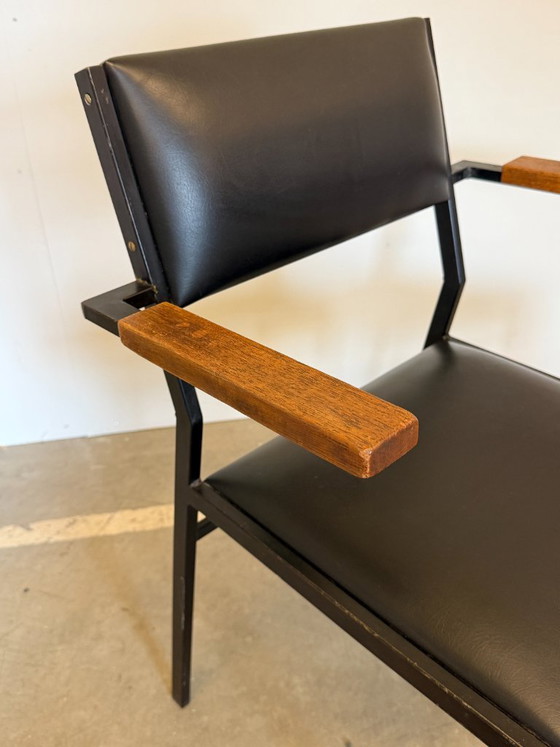 Vintage Armstoel in de Stijl van Martin Visser SE21 - Jaren 60 – Bureaustoelen, Metal, Wood (photo 6 of 9)