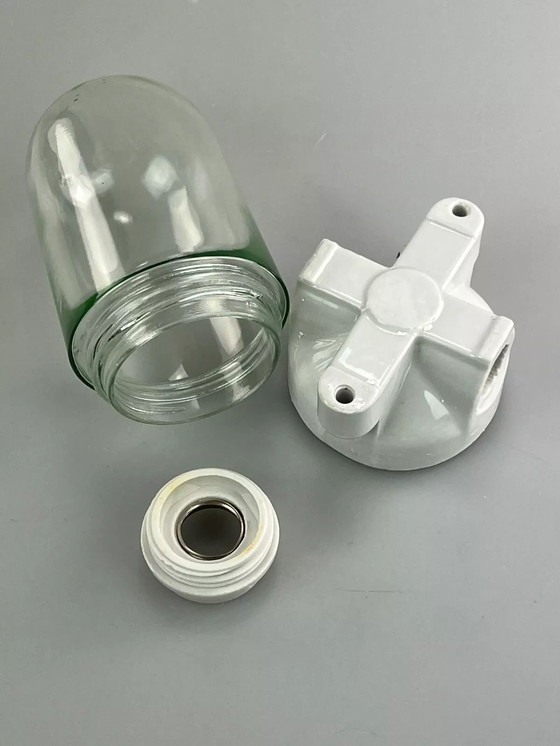 Image 1 of 50s 60s lamp wandlamp kelderlamp keramiek glas Bauhaus design