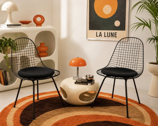 Two Vitra Eames Wire Chair DKX-5 chairs set