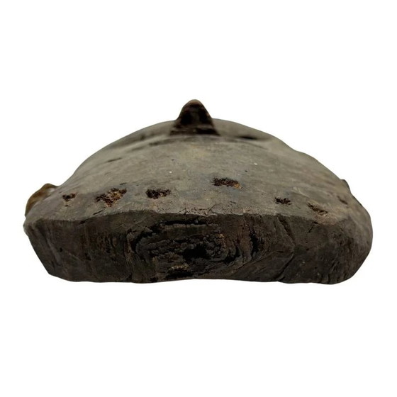 Wall Decoration Antique Nepalese Wooden Mask with Smile and Original Cords – Sculpture (photo 5 of 6)