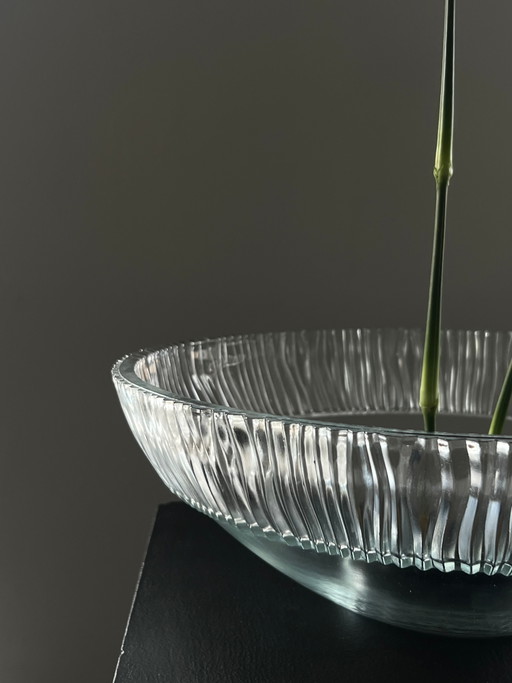 Grande ciotola in vetro vintage con bordo a rilievo – schalen, Glass (photo 2 of 6)