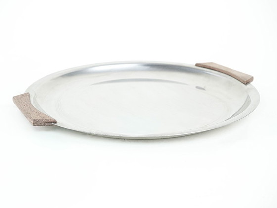 Image 1 of Plateau rond en acier inoxydable, design danois, années 1970, fabriqué au Danemark