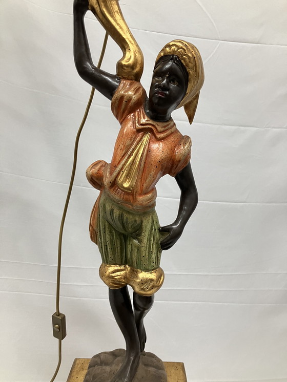 Image 1 of Beautiful Venetian Blackamoor Torchère Floor Lamp