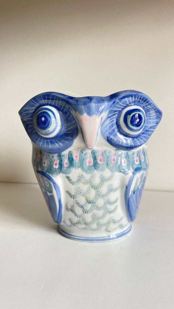 Image 1 of Vintage Chinese Porcelain Owl Planter