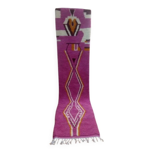 Rosa Woll-Läufer - handgewebter Berber-Teppich aus Marokko - 315 x 73 cm