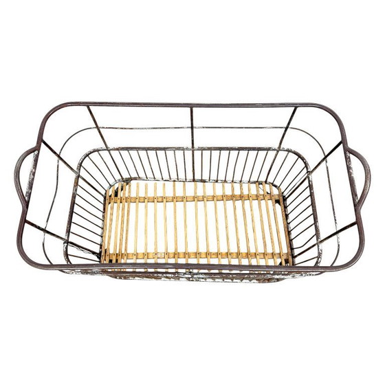 Image 1 of Chariot de boulanger long en métal, style français vintage – chariot à pain industriel – panier à linge.