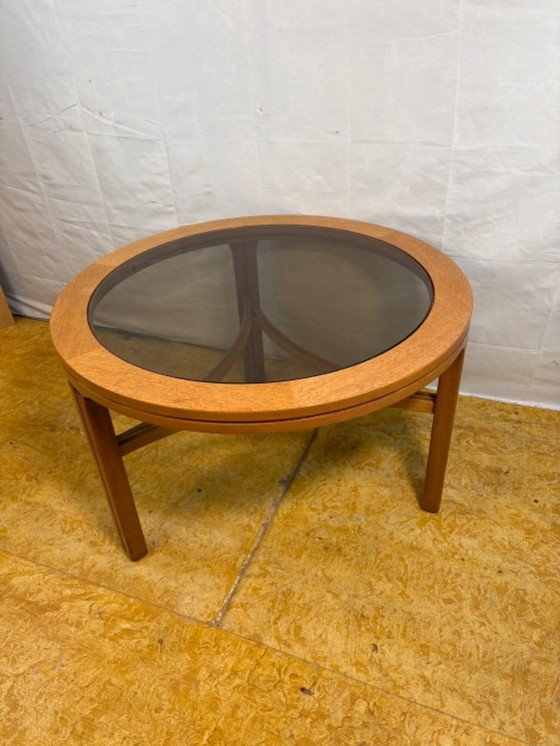 Image 1 of Mid-Century Retro Vintage Teak Round Coffee Table by Nathan Furniture (1960–1970)  A beautifully designed mid-century round coff