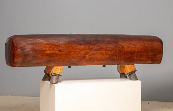 Image 1 of Vintage Leather Gym Bench / Pommel Horse, Bauhaus Style, Europe, 1920s