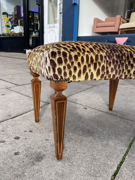 Image 1 of 1950s Paolo Buffa Stool In Silk Velvet Cheetah By Jim Thompson Seat Italy Restored And Upholstered