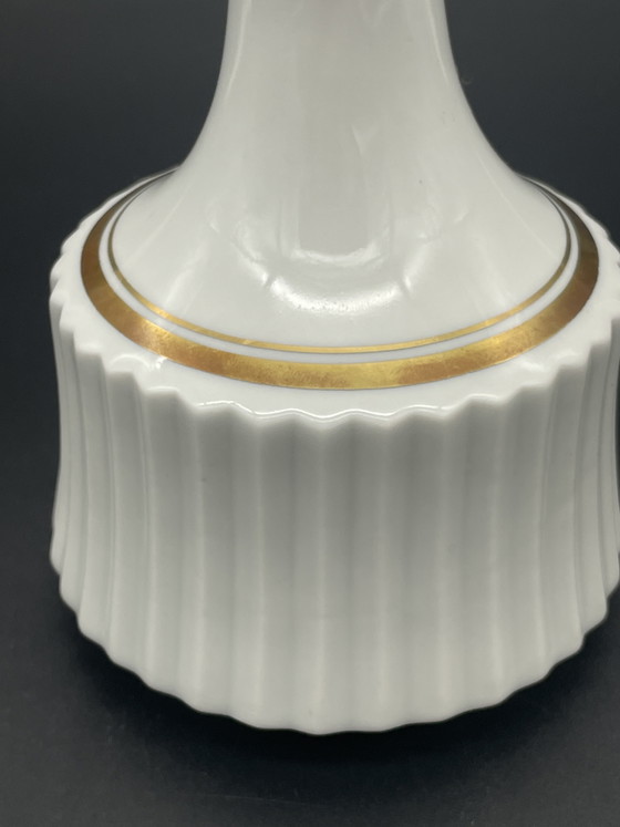 Freiberger Porzellan Stem Vase Made in GDR White Gold – 21.5 cm – Porcelain (photo 3 of 5)