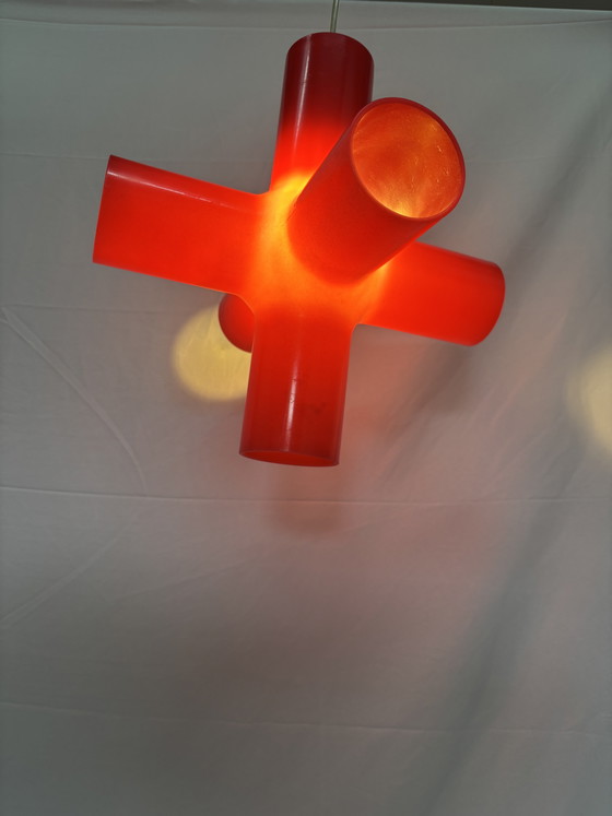 Image 1 of Vintage red Crosslight pendant lamp, design 1990