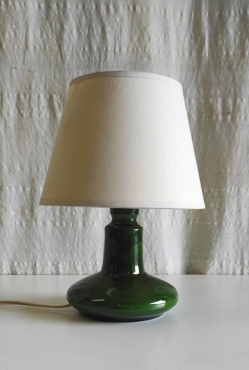 Scandinavian Style Table Lamp in Green Glazed Ceramic - Mid-20th Century