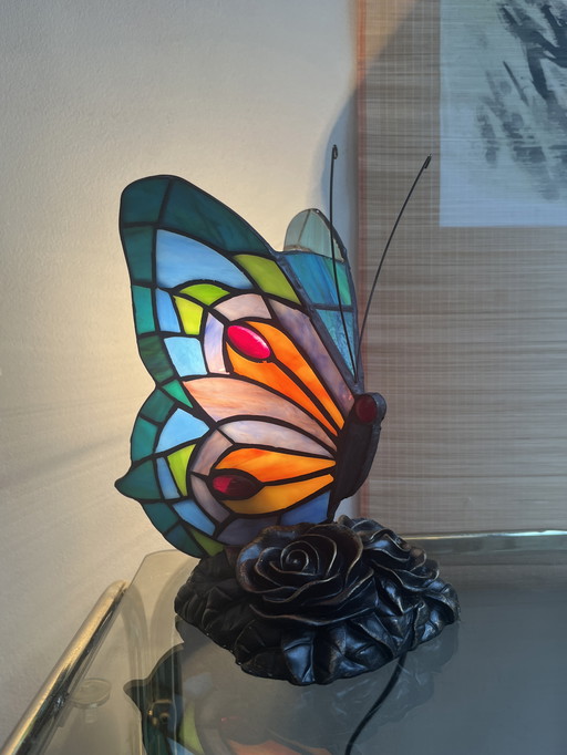 Stained Glass Table Lamp Butterfly Tiffany Style Art Nouveau Style