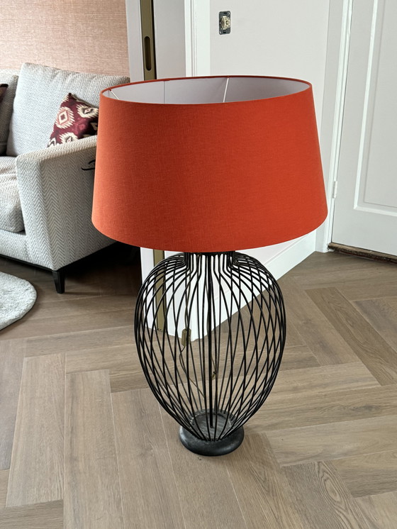 Image 1 of Schemerlamp Met Hermes Oranje Kap