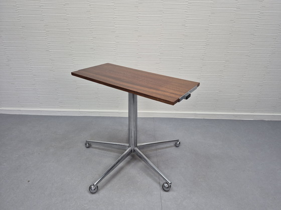 Image 1 of Vintage television table. Mobile side table. Chrome/teak.