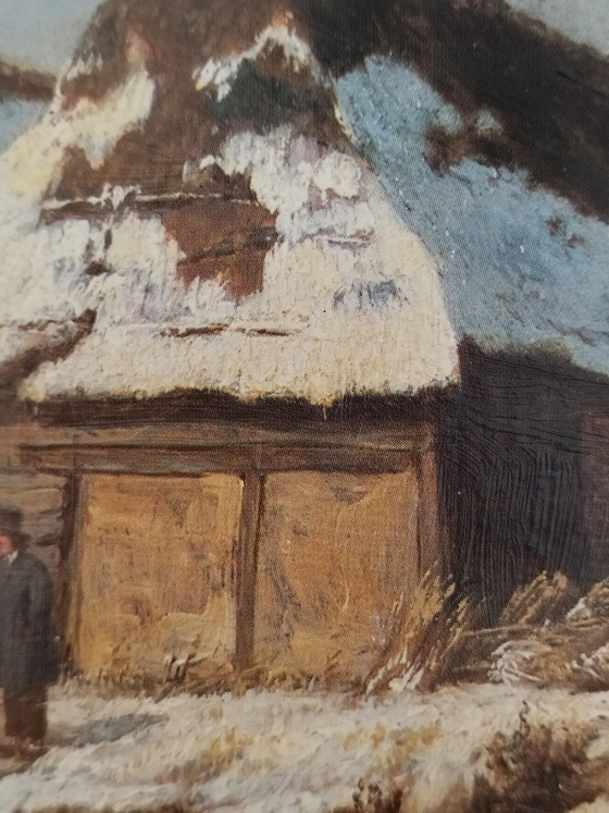 Charmante vintage reproductie van het schilderij "Hollandse winterscène" naar een werk van A.G. Jacobsen. (photo 10 of 15)