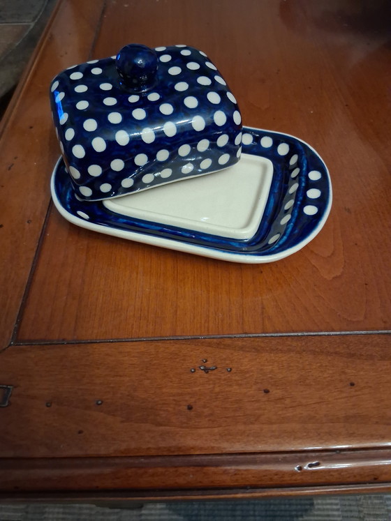 Image 1 of Prachtige handgemaakte bunzlauer design botervloot