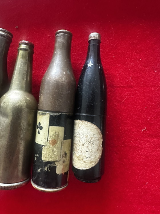 Image 1 of Lot of 7 Vintage Lighters in Pepsi-Cola / Holsteen Beer / Avrilla Milk Bottles etc.
