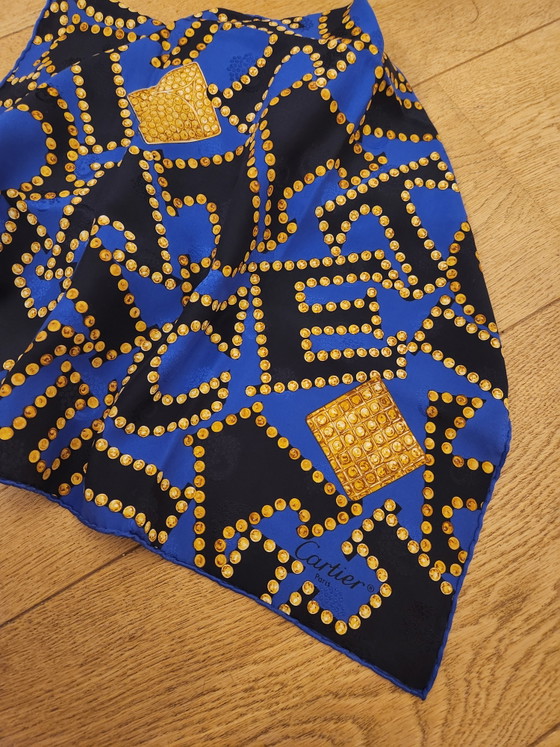 Image 1 of Beautiful and 100% authentic vintage silk scarf (square) from the iconic French fashion house Cartier Paris.