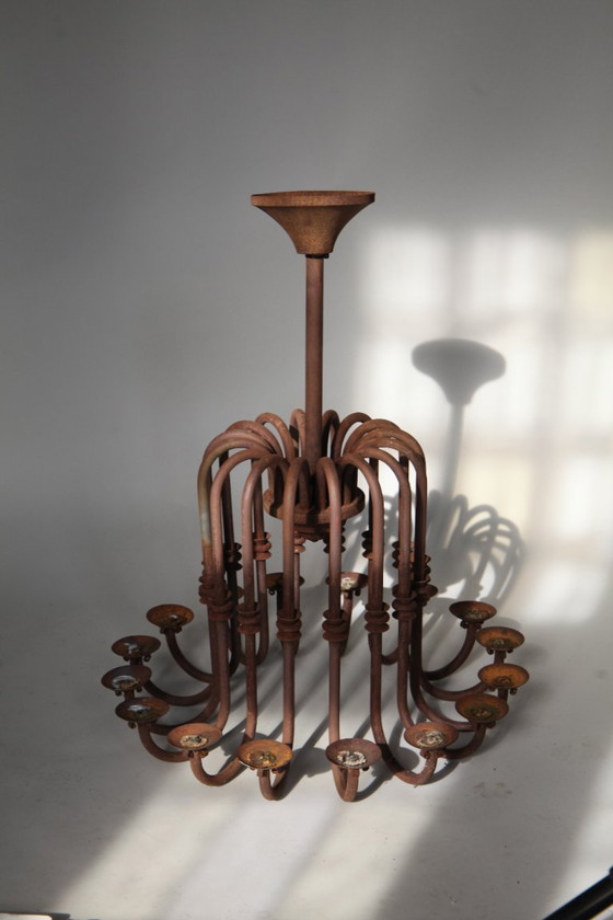Image 1 of Monumental Antique 16-Arm Candle Chandelier