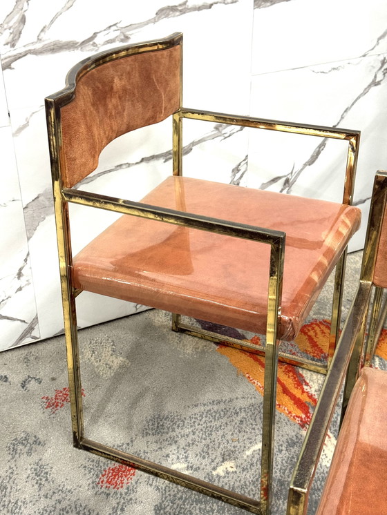 Image 1 of Ensemble de 4 fauteuils de salle à manger Hollywood Regency 1970 modernes