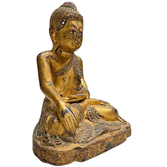 Antiguo Buda Mandalay de madera de teca birmana - Siglo XIX - 27 cm (Calidad Premium) – Esculturas (photo 2 of 10)