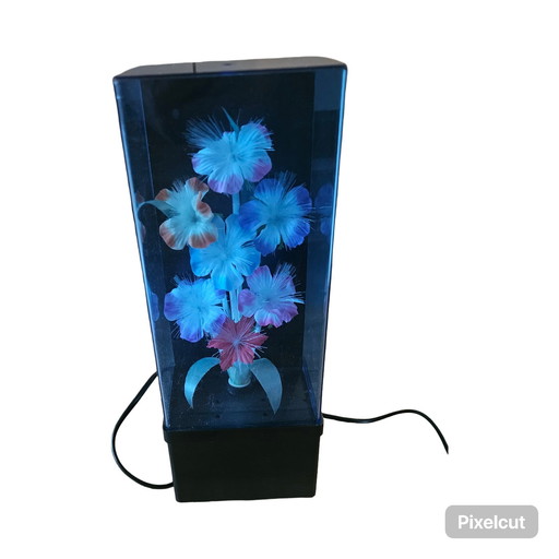 Vintage Fiber Optic Bloemenlamp met Muziekdoos – “Raindrops Keep Fallin’ on My Head” – Jaren 80 – Made in Taiwan