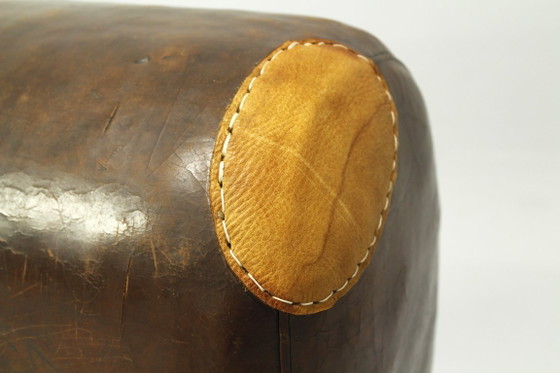 Leder-Turnhocker von Jan Richter, Brno, 1930er Jahre, Metall, Braun (Foto 6 von 9)