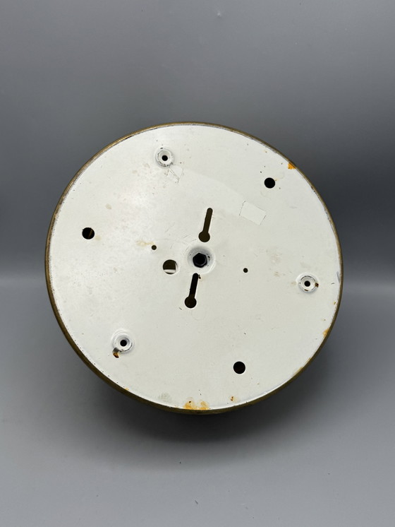 Image 1 of Vintage gemarmerde plafondlamp – elegantie in glas en messing