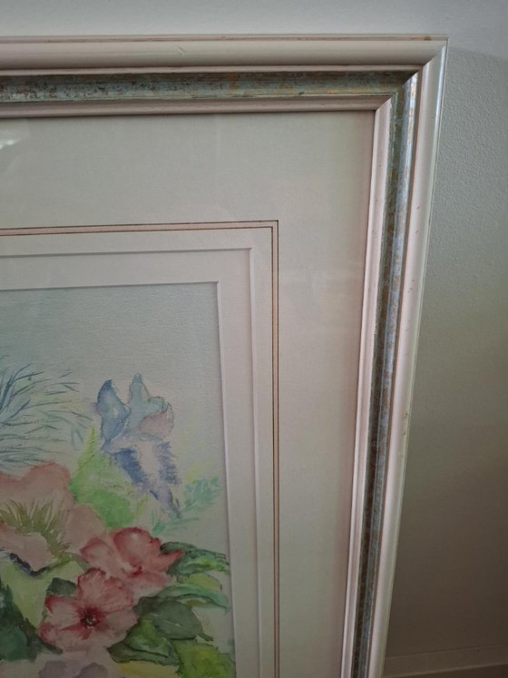 Large Original Watercolor Flowers – Signed – Framed – Paintings & Drawings, Canvas (photo 3 of 5)