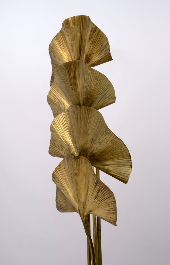 Image 1 of Tommaso Barbi Mid-Century Modern Italian Brass Floor Lamp "Ginkgo", 1970s
