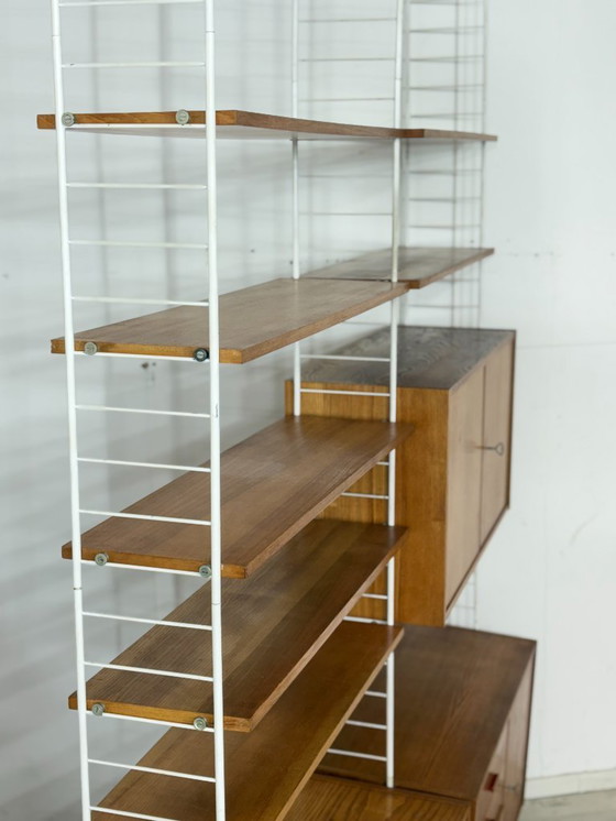 Image 1 of Mid-century string shelving / vintage wall shelf / Sybille 314 living room wall unit / living room wall unit
